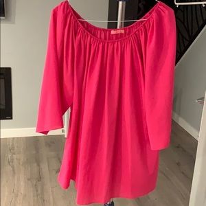 Isaac Mizrahi bright pink blouse